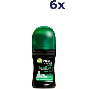 6x Garnier Roll On 50ml For Men Sensitive Deodorant