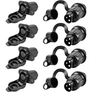 Provento - Set van 4 platte driepolige aanhangerstekkers voor campers en landmachines, 12 V-systemen met adapter