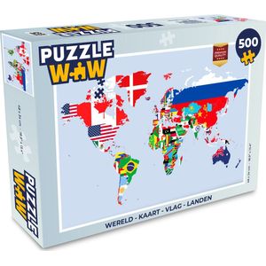 Puzzel Wereld - Kaart - Vlag - Landen - Legpuzzel - Puzzel 500 stukjes