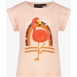 TwoDay meisjes T-shirt met flamingo lichtroze - Maat 92
