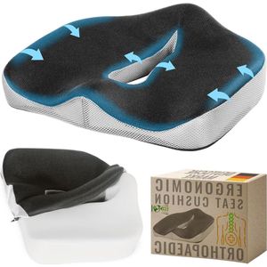 Ergonomisch orthopedisch zitkussen stuitbeenkussen - tegen rugpijn en stuitbeenpijn - bureaustoel kussen met traagschuim