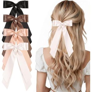 Allecto Plus - Set van 4 haarstrikken voor dames en meisjes in beige, lichtbruin, vleesroze en zwart - Duurzaam polyester voor stijlvolle en veelzijdige looks - Maat 4