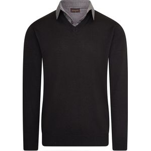 Cappuccino Italia - Heren Sweaters Mock Pullover Zwart - Zwart - Maat S
