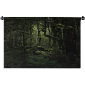Wandkleed Diep in de jungle - Donkere sprookjes jungle Wandkleed katoen 90x60 cm - Wandtapijt met foto