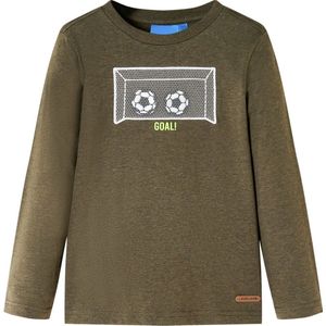 vidaXL - Kindershirt - met - lange - mouwen - 116 - gemêleerd - kakikleur