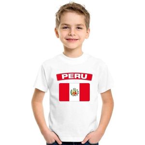 T-shirt met Peruaanse vlag wit kinderen 110/116