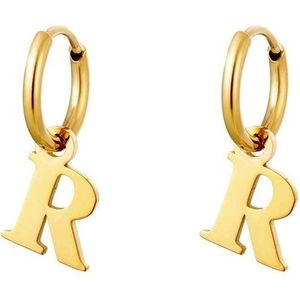 Oorbellen met Letter R, earrings with letter R, stainless steel en Nikkelfree. Valentijn kado tip, moederdag , kerst of zomaar.