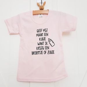 Shirt Aankondiging zwangerschap kusje broertje zusje Ik word grote zus | korte mouw | roze | maat 80 zwangerschap aankondiging bekendmaking Baby big sis sister
