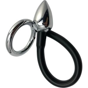 Steel Cockring with Buttplug 45mm