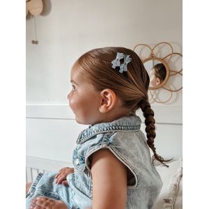 Baby haarspeldjes met strikje - denim