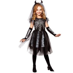 WIDMANN - Duivel bruid skelet kostuum voor kinderen - 128 (5-7 jaar)
