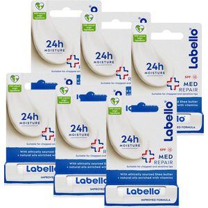 Labello Med repair Protect+ SPF15 - Lippenbalsem - Kalmeert Droge en Gebarsten Lippen - Beschermd Tegen UVA- en UVB-stralen - Voordeelverpakking - 6 stuks