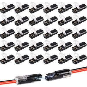 30st Wit Insteekbare LED-Draadconnectoren met Vergrendelingsgesp - Snelkoppeling - 2-Polige Aansluitstekker .