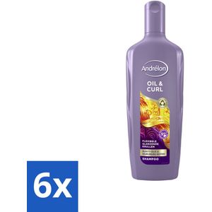 6 x Andrélon - Oil & Curl - Shampoo - 300 ml - Krullen Shampoo - Krullend Haar Shampoo - Haarverzorging Krullen - Anti-pluis Shampoo - Voedende Shampoo