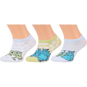 Disney Monsters & Co. - Blauwe en groene enkelsokken, 3 paar, OEKO-TEX / 37-42