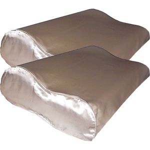 2x Zijden Kussensloop Donker Champagne Ergonomisch - 19MM - 40x60cm - Satijnen kussensloop