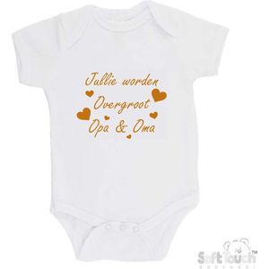 100% katoenen Romper ""Jullie worden overgroot opa & oma"" Unisex Katoen Wit/tan Maat 62/68 Zwangerschap aankondigen - Bekendmaking zwangerschap - Zwangerschapsaankondiging