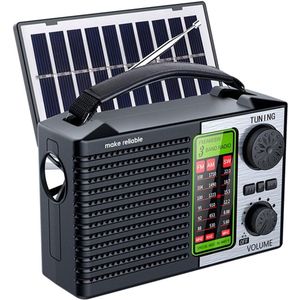Noodradio op zonne-energie - AM/FM/SW - Oplaadbare batterij - Met zaklamp en leeslampje - Geschikt voor kamperen en buitenactiviteiten