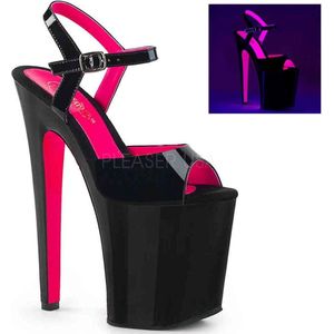 Pleaser - XTREME-809TT Sandaal met enkelband, Paaldans schoenen - Paaldans schoenen - 37 Shoes - Zwart/Roze