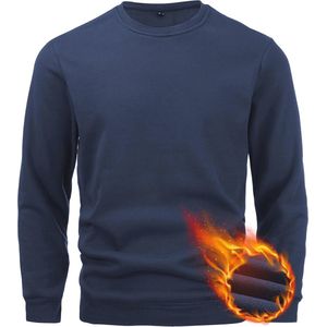 Heren Sweatshirts met Ronde Hals en Fleece - Warme Gevoerde Truien met Lange Mouwen