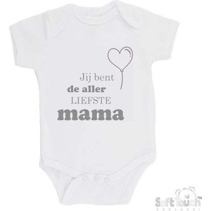 100% katoenen Romper ""Jij bent de allerliefste mama"" Unisex Katoen Wit/grijs Maat 62/68
