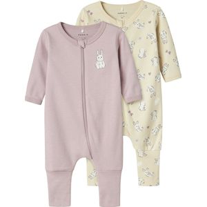 Name It Baby Pyjama NBFNIGHTSUIT RABBIT Zip 2-Pack - Maat 68