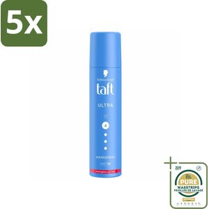 5 x Taft - Ultra 4 - Haarspray Mini - Sterke hold voor onderweg - 75 ml - Grootverpakking - Haarspray - Haarlak - Haarspray Mini - Sterke Hold - Haarspray Voor Onderweg