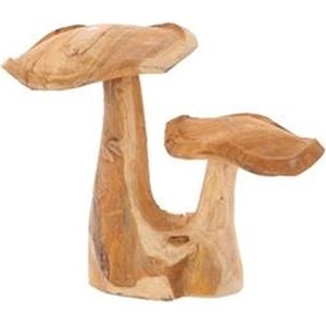 Paddestoel teak - Mushroom Double Teak L35-W22- Hoogte 30cm