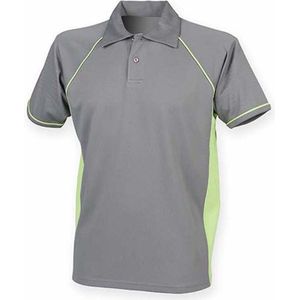 Herenpolo 'Piped Performance' met korte mouwen Gunmetal/Lime - 3XL