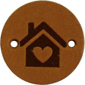 Leren Label huis / Home rond 2cm - Durable - 2 stuks