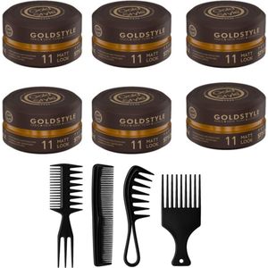 GoldStyle Styling Clay Wax – Matte Look & Ultra Strong Hold (900 ml) + 4-delige Kammenset - Gold Style Matt Look Styling Wax - Haar Wax Mannen