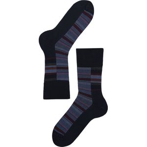 Lenz Longlife Think About Sokken Zwart Blauw/Multi Gestreept Man 2Pack 42-44