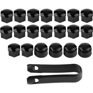 Wielmoerkapjes - 20 stuks - Naafschroefafdekking 17 mm - Wielbouten afdekking - Auto naaf schroefbescherming - Diefstalbeschermkap - Zwart .