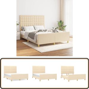 vidaXL Crèmekleurig Bedframe 140x200 cm - Stof Bed Frame - Slaapcomfort - Hoofdbord - Tweepersoonsbed - Creme Kleur