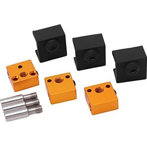 3 sets 3D-printeraccessoires - Siliconen sok, aluminium verwarmingsblok, roestvrijstalen keel - Perfecte match voor Ender 3, Ender 5 - Snelle koeling
