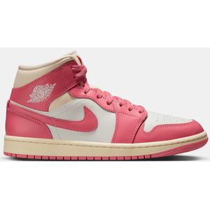 Nike Air Jordan 1 Mid - Maat 39 - Roze / Wit / Beige - Sneakers Dames
