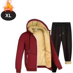 Bovista Thermokleding Heren - Thermobroek - Thermoset Fleece - Met Capuchon - Thermolegging - Winter - Thermojack - Bordeauxrood - XL