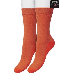 Bonnie Doon Set Katoenen Glitter Sokken Dames Oranje maat 36/42 - Set met 2 paar Sokken - Glitter Subtiel - Katoen met zachte Lurex - Zachte Sokken - Gladde Naden - Perfecte Pasform - 2 pack - Multipack - Poinciana Oranje - OL05113802.324