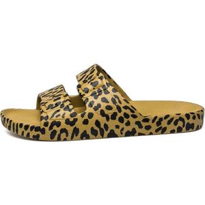 Freedom Moses Slippers Leo Pistaccio Okergeel met Leopard print - 24-25