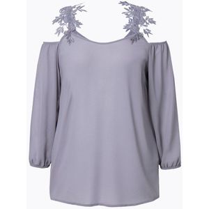 MIAMODA MIAMODA - Dames - Blouse Classic Fit schouder cut-out met kant - Loodgrijs - Maat 56