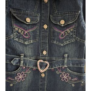 Jeans Jasje Bloemen en Steentjes Blauw Maat 134/140