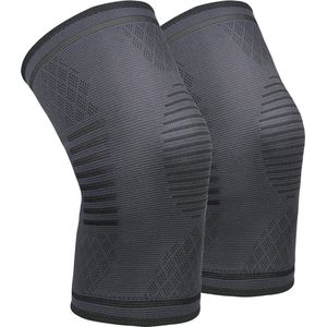 Ademende Kniebandage voor Heren en Dames - Antislip, Ondersteuning bij Sport en Herstel - Geschikt voor Hardlopen, CrossFit, Wielrennen - Zwart, XXL