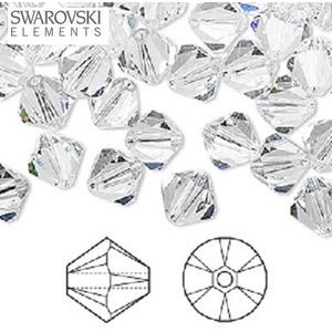 Swarovski Elements, Xilion Bicone (5328), 8mm, clear crystal. Per 24 stuks