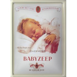 Vergulde Hand Babyzeep wand- reclamebord 15x20cm