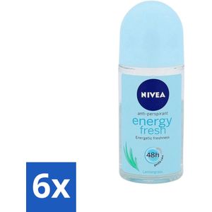 Nivea - Energy Fresh - Vrouwen Rollerdeodorant - 48 Uur Lang Werkend - 50 ml - Voordeelverpakking - 6 stuks