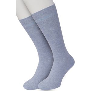 Bonnie Doon Basic Sokken Heren Licht Blauw maat 40/46 - 2 paar - Basis Katoenen Sok - Gladde Naden - Brede Boord - Uitstekend Draagcomfort - Perfecte Pasvorm - 2-pack - Multipack - Effen - Lichtblauw - Gemeleerd - Light Blue Heather - OL6324012.264