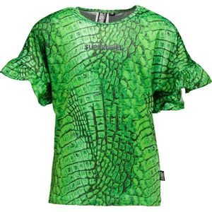 SuperRebel - T-shirt Benica - Croco fluo green - Maat 152