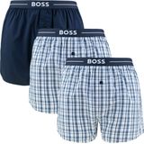 HUGO BOSS boxershorts woven (3-pack) - heren boxers wijd model - donkerblauw - Maat: S