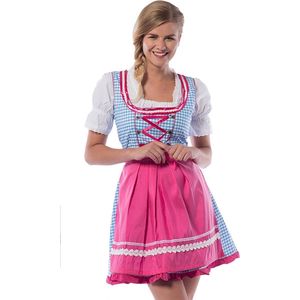 Tannhauser Dirndl Dames Jill Oktoberfest Dames Carnavalskleding Dames Carnaval Kostuum Dames -Polyester -Blauw/roze -Maat L