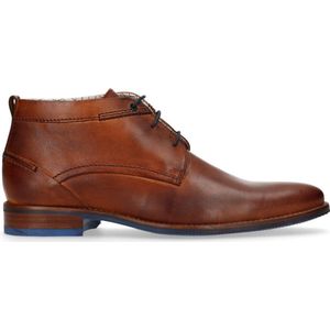 Manfield Leren Veterschoenen Cognac